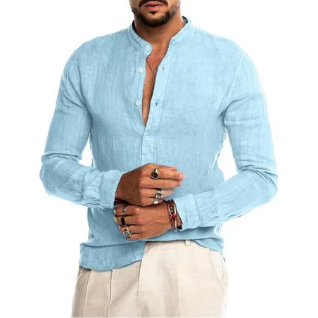 CamisetasCamisa clásica de lino de manga larga