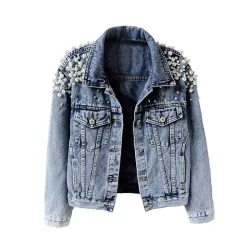 ChaquetasCazadora vaquera corta - con perlas decorativas