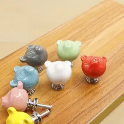 MueblesOso de cerámica 3D - tiradores para muebles - pomos