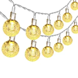 NavidadCadena LED - guirnalda con bolas - alimentada por batería