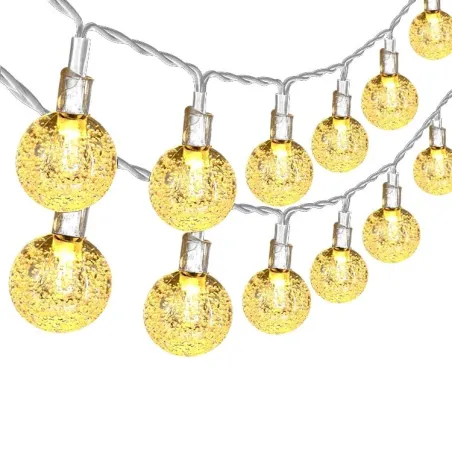 NavidadCadena LED - guirnalda con bolas - alimentada por batería