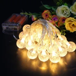 NavidadCadena LED - guirnalda con bolas - alimentada por batería