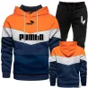 Colorful striped hoodie / black pants - tracksuit - setPants