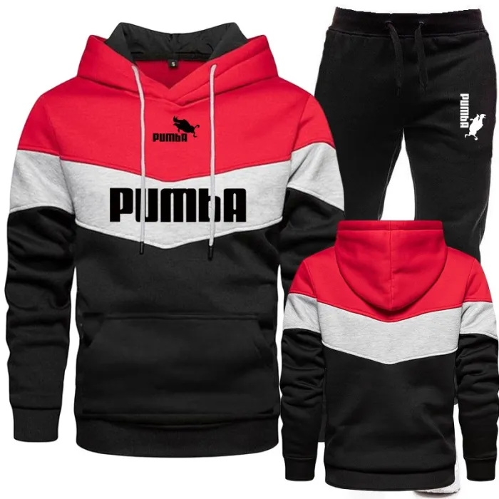 PantalonesSudadera con capucha a rayas de colores / pantalón negro - chándal - conjunto