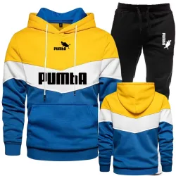 PantalonesSudadera con capucha a rayas de colores / pantalón negro - chándal - conjunto