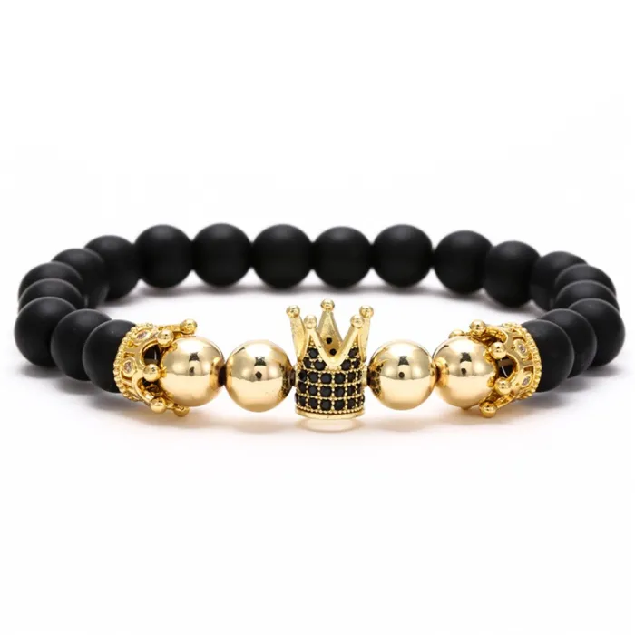 PulseraPulsera de cuentas negras - corona decorativa / bolas