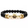 PulseraPulsera de cuentas negras - corona decorativa / bolas