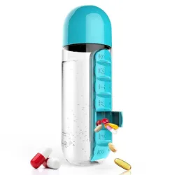 Botellas de aguaPastillero diario - caja - botella de agua - a prueba de fugas - 600ml