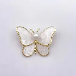 BrochesBroche mariposa concha blanca - con perla -