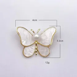 BrochesBroche mariposa concha blanca - con perla -