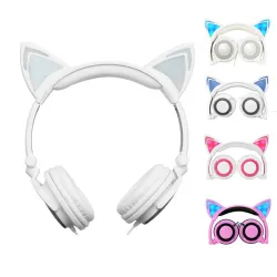 AuricularesAuriculares para niños - LED - orejas de gato brillantes - conector de 3,5 mm