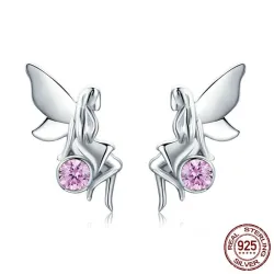 AretesHada de las flores / cristal rosa - pendientes de plata