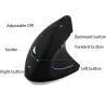 Ergonomic vertical wireless mouse - USB - optical - 1600 DPI 6D - with LED lightMouses