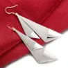 Long geometric frosted silver earringsEarrings
