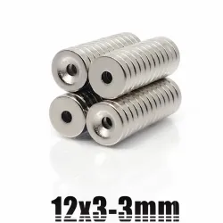 N35N35 - imán de neodimio - disco redondo resistente - 12 mm * 3 mm - con orificio de 3 mm