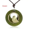 CollarColgante de madera con pájaro - collar de cuerda
