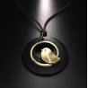 CollarColgante de madera con pájaro - collar de cuerda