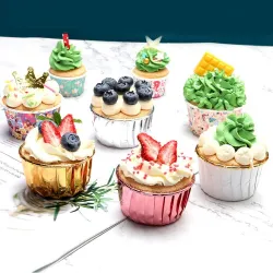 Utensilios para hornearEnvoltorios para cupcakes - moldes para hornear - papel de aluminio - 50 piezas