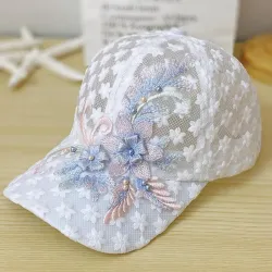 Sombreros & gorrasGorra de béisbol de encaje fino - flores / hojas bordadas