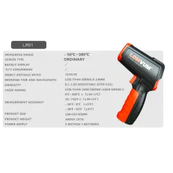 MediciónTermómetro infrarrojo digital: pistola láser de mano sin contacto con pantalla LCD