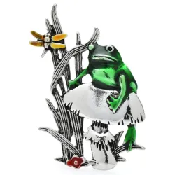 BrochesRana verde / hongo / hierba - broche vintage