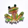 Colorful crystal frog - golden broochBrooches