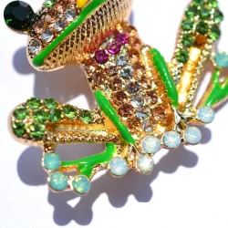 Colorful crystal frog - golden broochBrooches