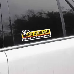 PegatinasCalcomanía divertida para auto - cabeza de esqueleto / SIN BOLSAS DE AIRE MORIMOS COMO HOMBRES DE VERDAD - 2 piezas
