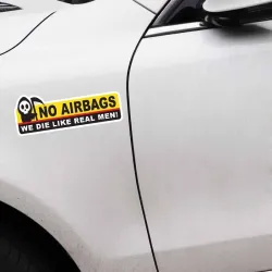 PegatinasCalcomanía divertida para auto - cabeza de esqueleto / SIN BOLSAS DE AIRE MORIMOS COMO HOMBRES DE VERDAD - 2 piezas
