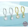 AretesPendientes de aro con cristal blanco redondo - Plata de ley 925
