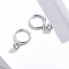 AretesPendientes de aro con cristal blanco redondo - Plata de ley 925