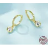 AretesPendientes de aro con cristal blanco redondo - Plata de ley 925