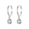 AretesPendientes de aro con cristal blanco redondo - Plata de ley 925