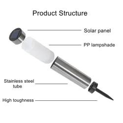 Solar garden light - stainless steel ground pillar - tubeSolar lighting