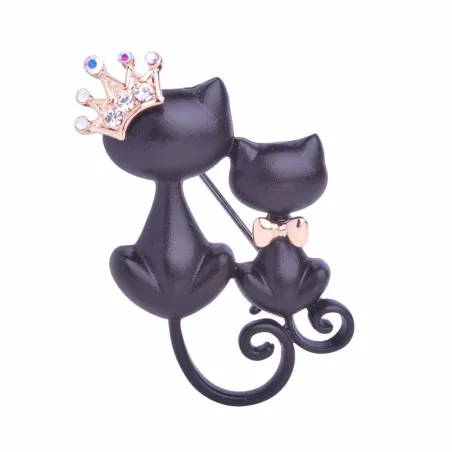 BrochesMadre e hija gata - corona de cristal - broche