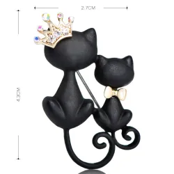 BrochesMadre e hija gata - corona de cristal - broche