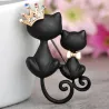 BrochesMadre e hija gata - corona de cristal - broche