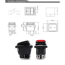 InterruptoresDPST de 4 pines - T85 - palanca de coche / barco - interruptor basculante con LED - resistente al agua