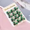 BrochesCuatro hojas de cristal verde - broche - juego de 12 piezas