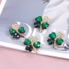 BrochesCuatro hojas de cristal verde - broche - juego de 12 piezas