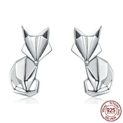AretesZorro geométrico - pendientes de plata de moda