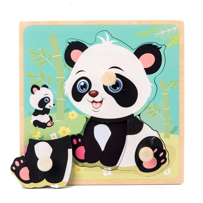 De maderaRompecabezas de madera 3D - animales de dibujos animados - juguete educativo