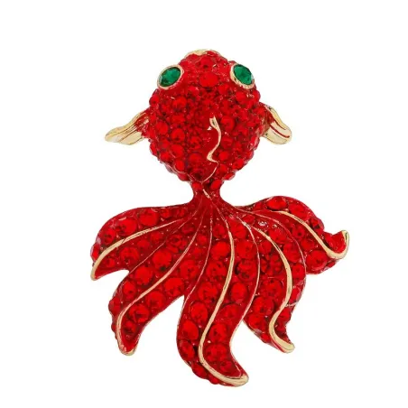 BrochesPez dorado de cristal rojo - broche elegante