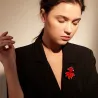 BrochesPez dorado de cristal rojo - broche elegante