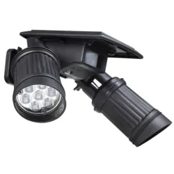 Iluminación solarLámpara solar LED - Sensor de movimiento PIR - Foco de doble cabezal - Aplique impermeable