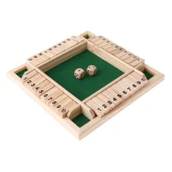 De maderaCierra la caja - juego de mesa de dados - 4 caras - 10 números - juguete de madera - 4 jugadores