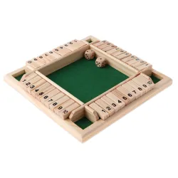 De maderaCierra la caja - juego de mesa de dados - 4 caras - 10 números - juguete de madera - 4 jugadores