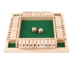 De maderaCierra la caja - juego de mesa de dados - 4 caras - 10 números - juguete de madera - 4 jugadores