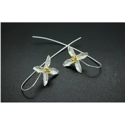 Silver flower with four leaves - earringsEarrings