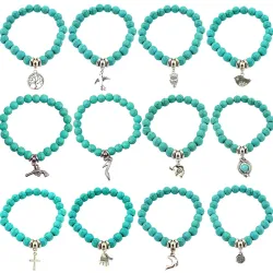 PulseraPulsera vintage - cuentas de turquesa / colgante de aleación
